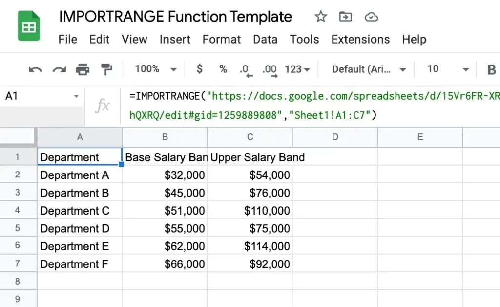IMPORTRANGE Google Sheet