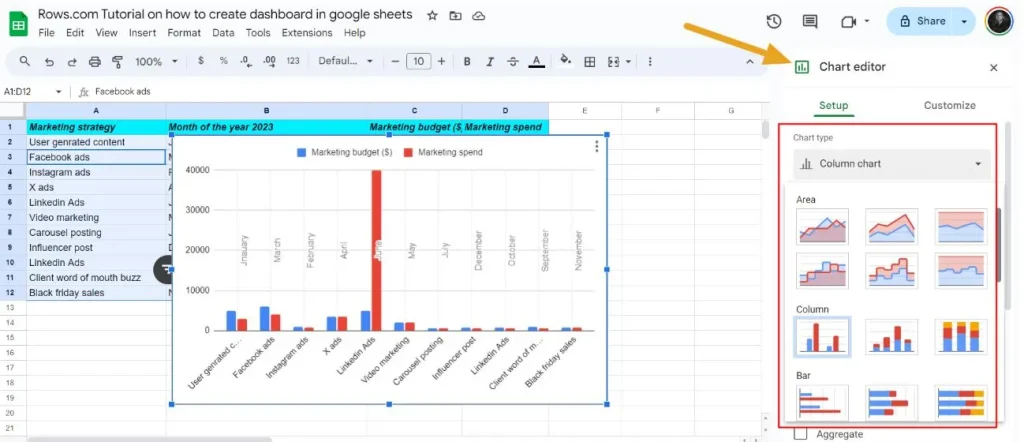 Tạo Dashboard báo cáo trong Google Sheet