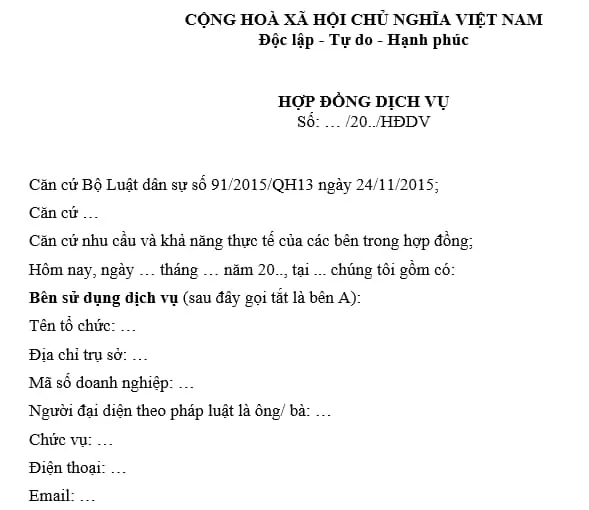 mẫu hợp đồng chuẩn