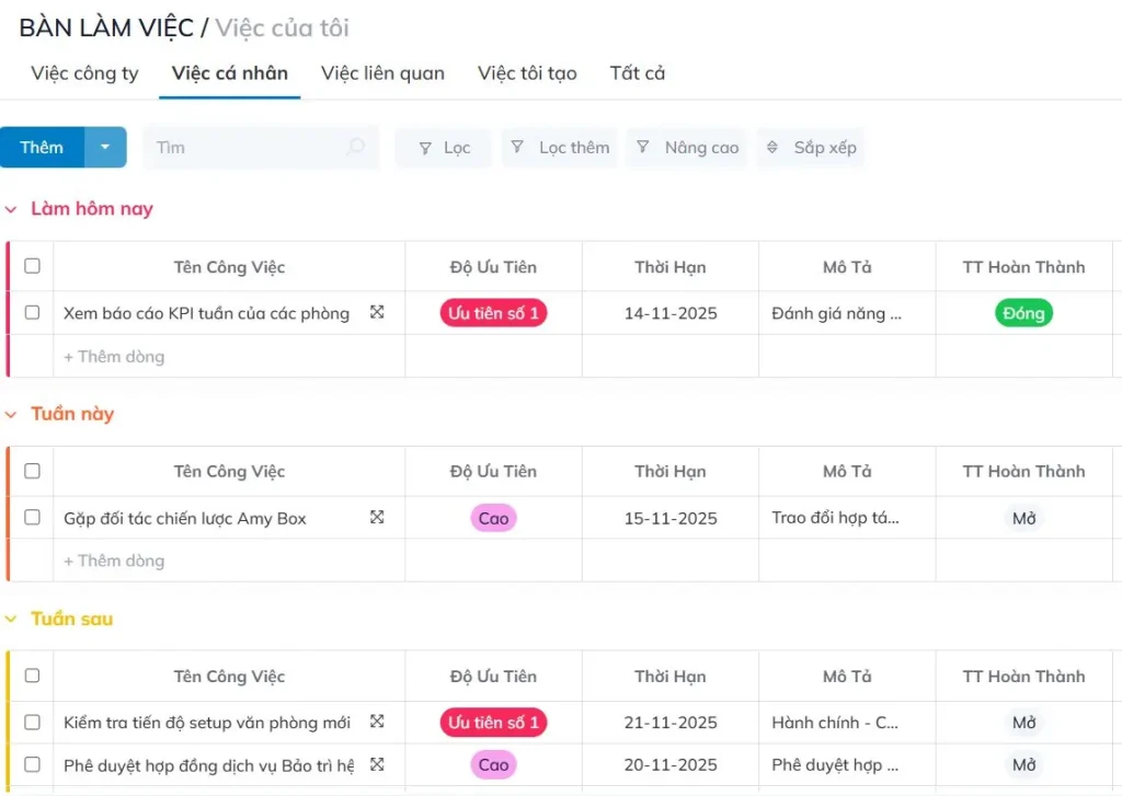 ứng dụng quản lý công việc