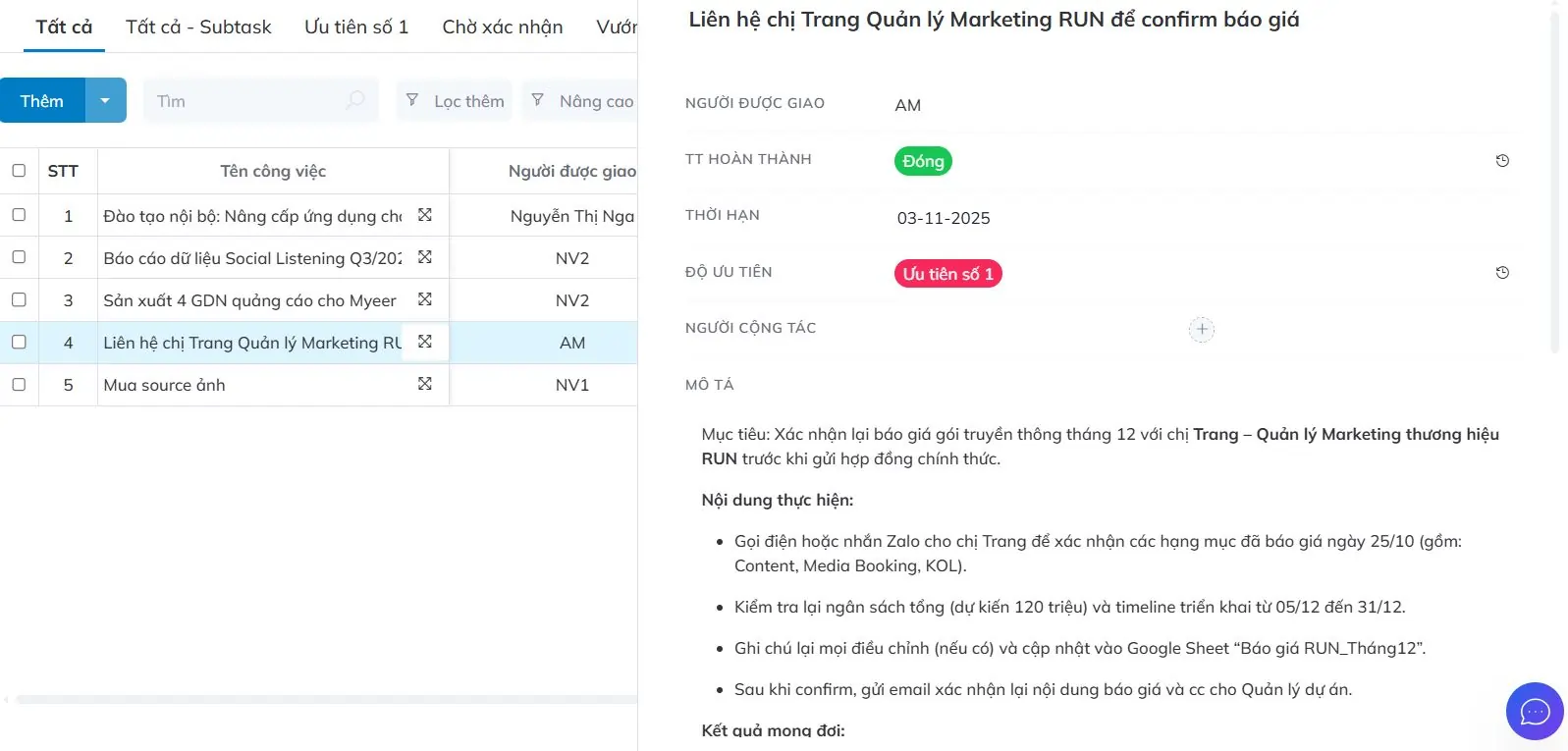 phần mềm quản lý công việc